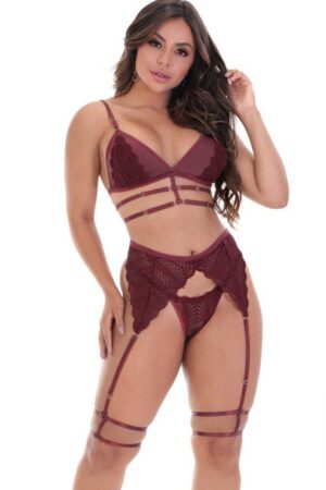 Conjunto Sexy Com Cinta Liga