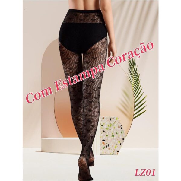 Meia Calça Arrastão com detalhe de coração